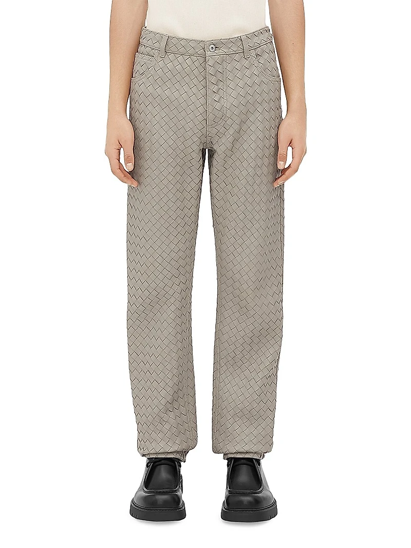 Intrecciato Leather Pants