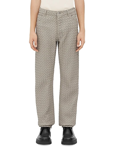 Intrecciato Leather Pants