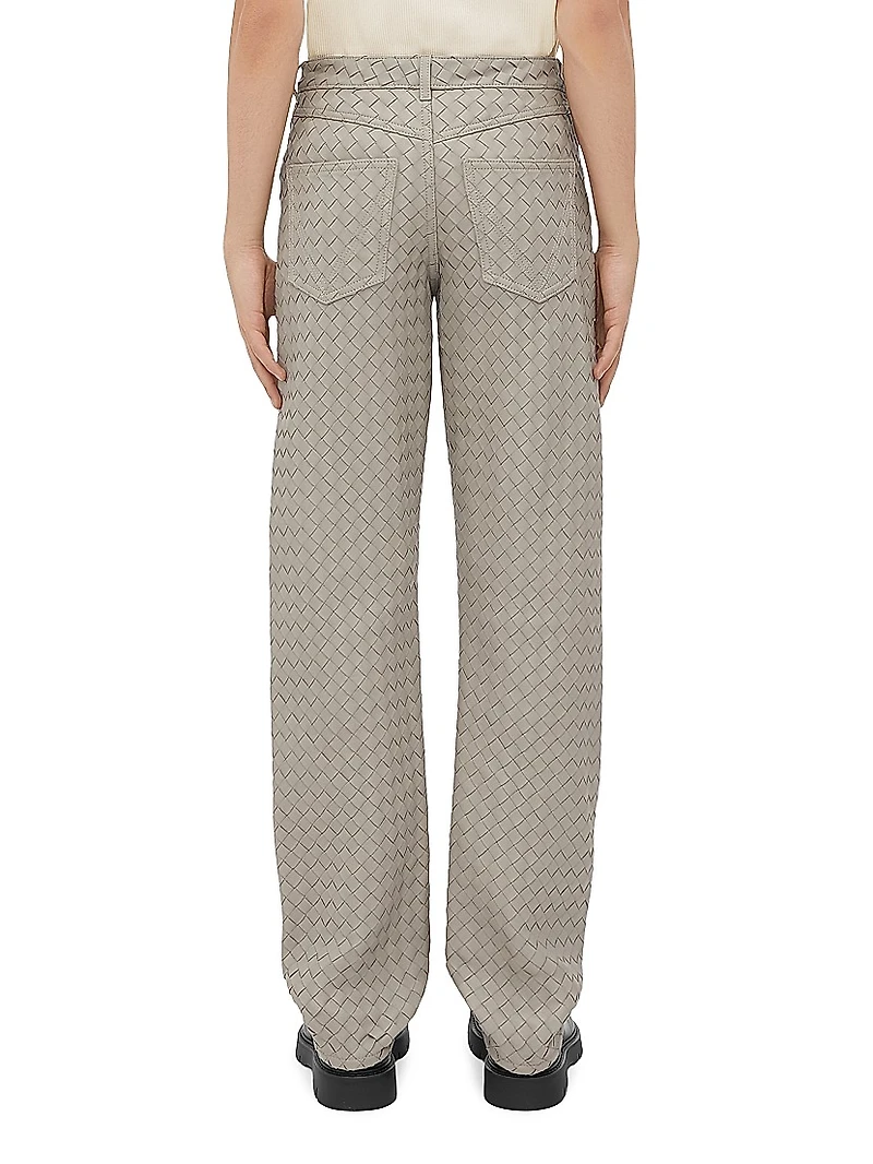 Intrecciato Leather Pants