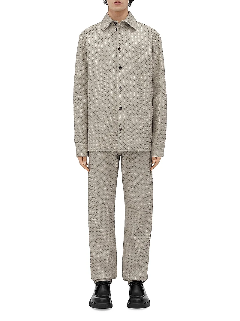 Intrecciato Leather Pants