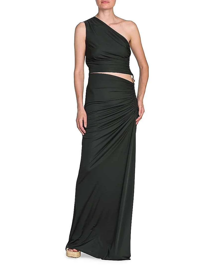 Knotted One-Shoulder Gown