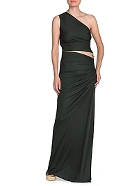 Knotted One-Shoulder Gown