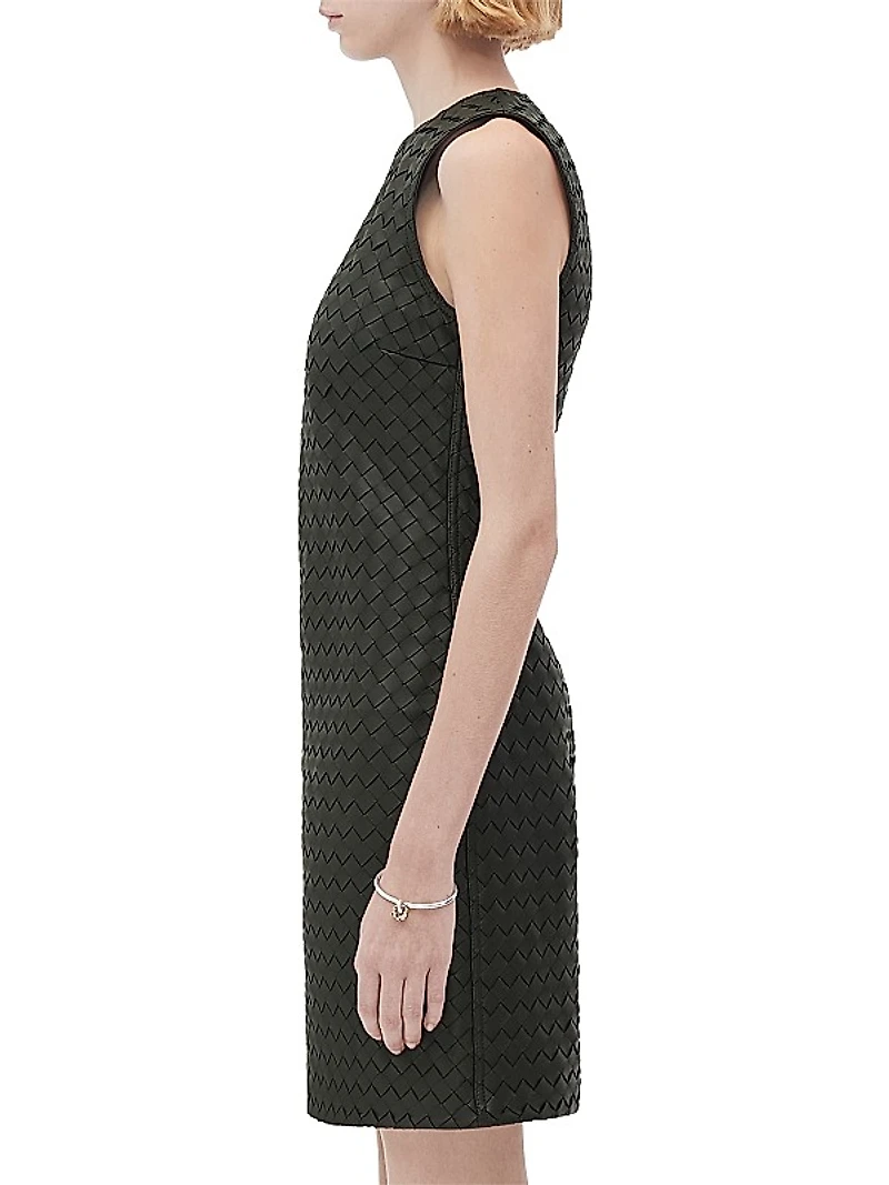 Intrecciato Leather Sheath Dress