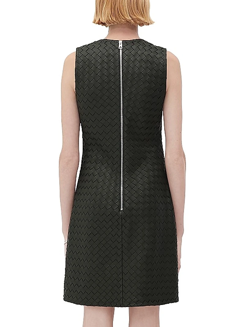 Intrecciato Leather Sheath Dress