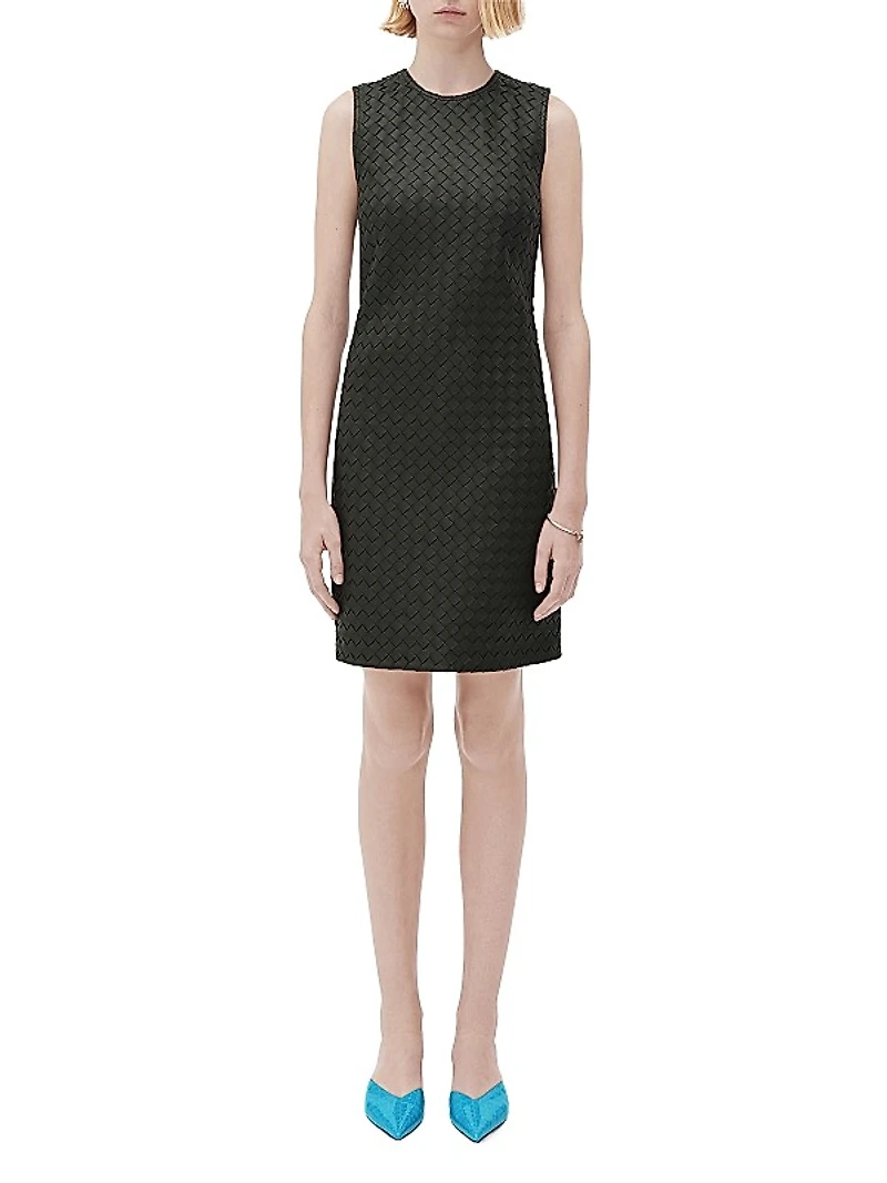 Intrecciato Leather Sheath Dress