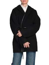 Hooded Wool & Cashmere Wrap Coat