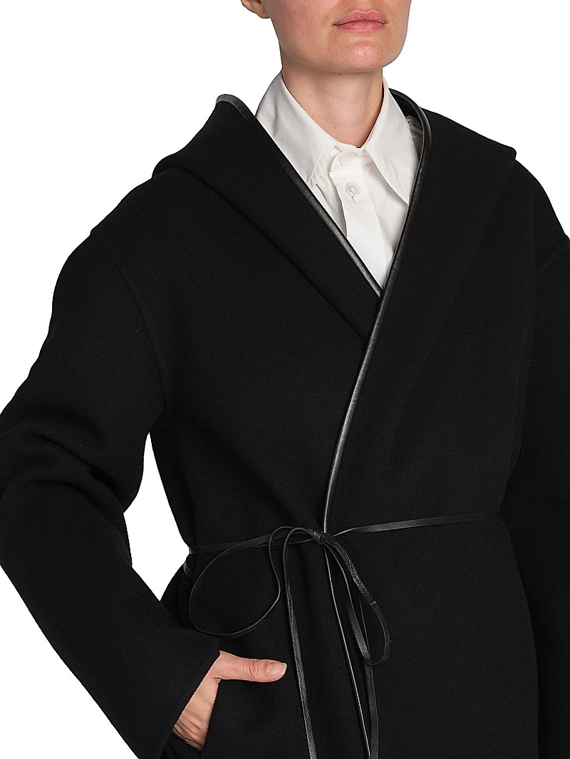 Hooded Wool & Cashmere Wrap Coat