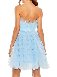 Tiered Feather & Tulle Mini-Dress