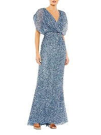 Evening Metallic Blouson Gown