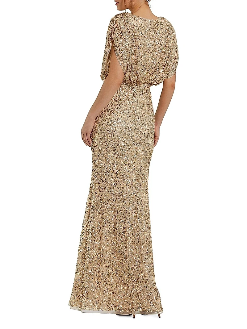 Evening Metallic Blouson Gown