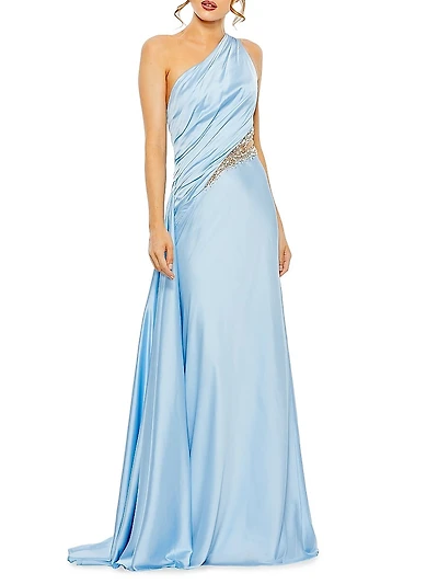 Satin One-Shoulder Gown
