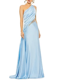 Satin One-Shoulder Gown