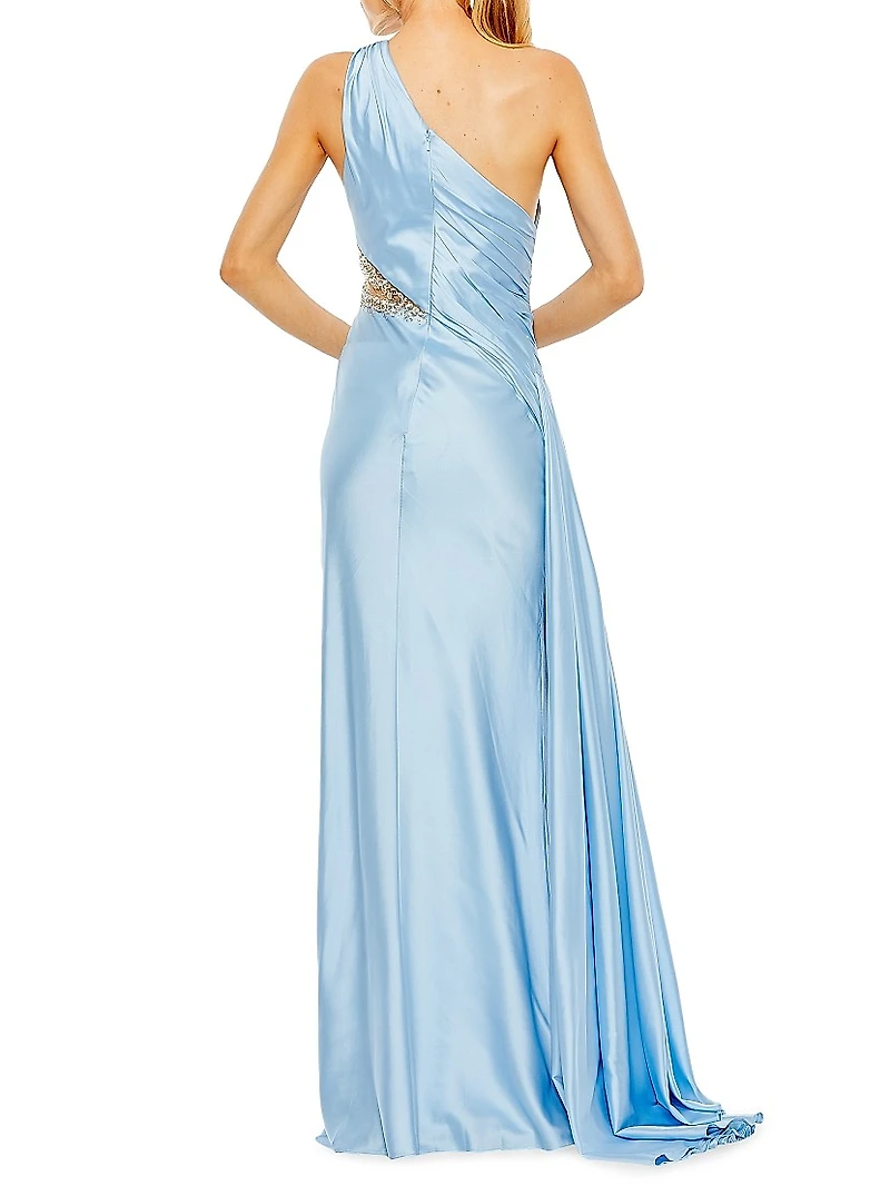 Satin One-Shoulder Gown