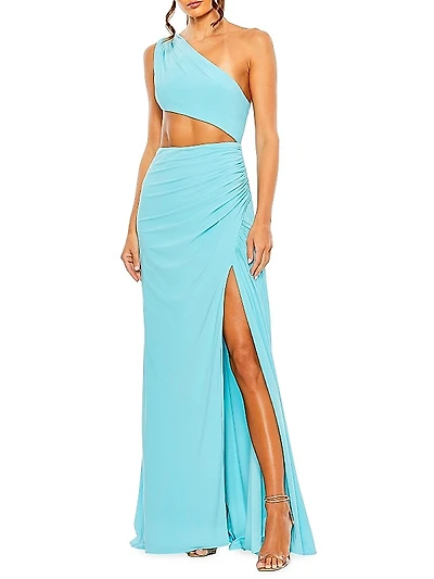 Ieena One-Shoulder Cut-Out Gown