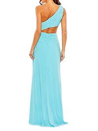 Ieena One-Shoulder Cut-Out Gown