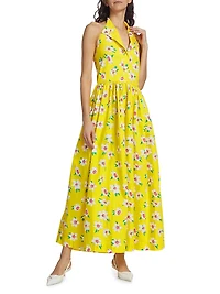 Open Back Floral Cotton Maxi Dress