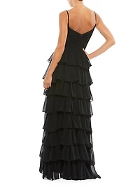 Ieena Sleeveless Tiered Ruffle Gown