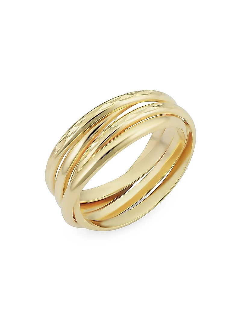 14K Yellow Solid Gold Echelon Ring