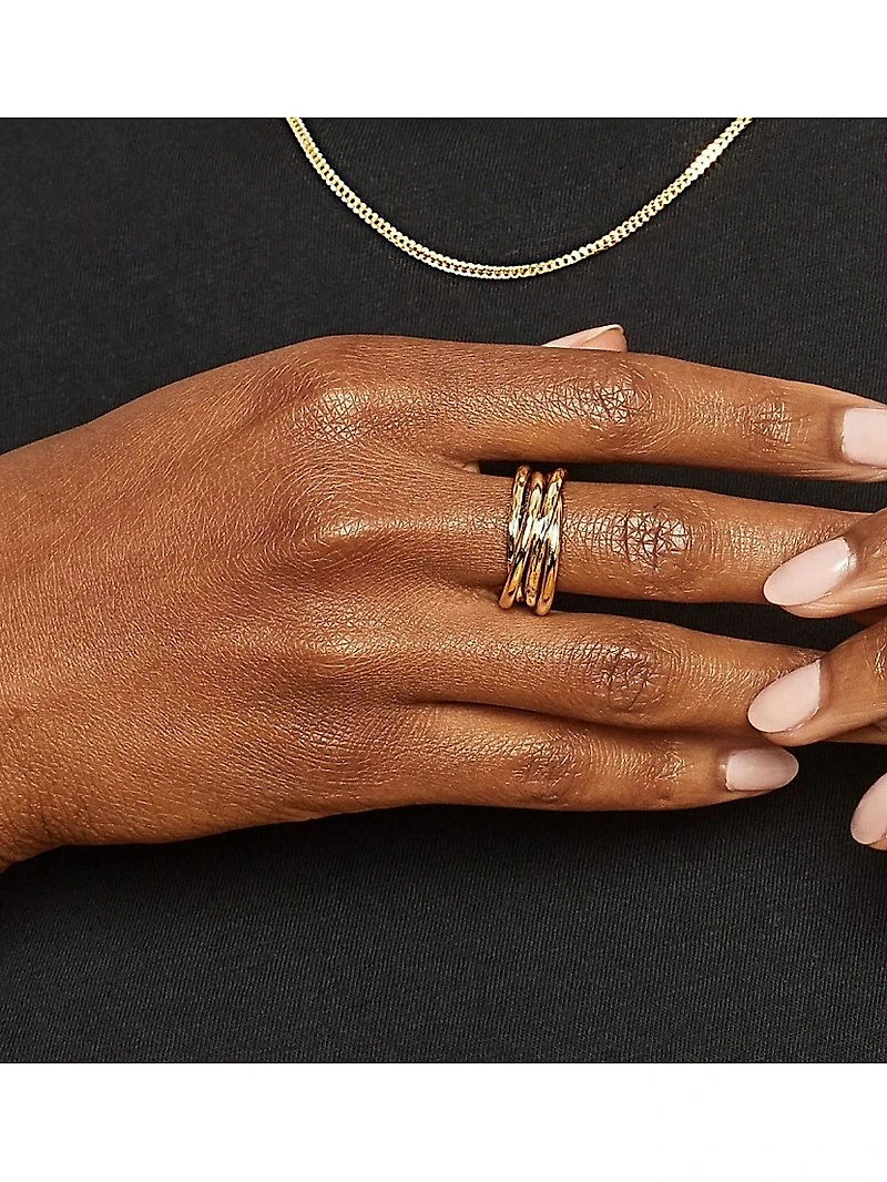 14K Yellow Solid Gold Echelon Ring