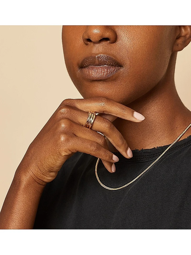 14K Yellow Solid Gold Echelon Ring