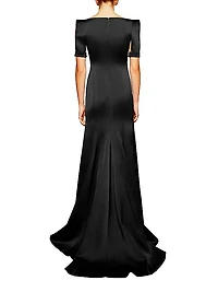 Satin Split-Sleeve Gown