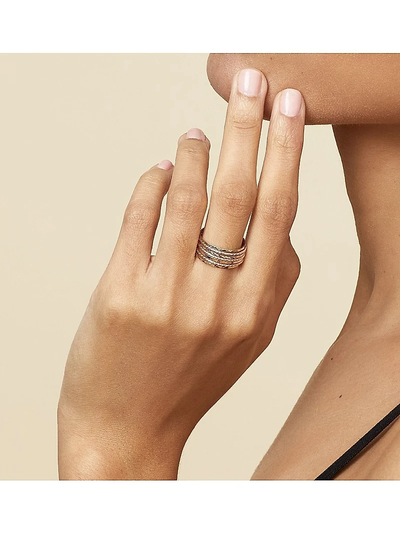 14K Tricolor Gold Power Stack Ring