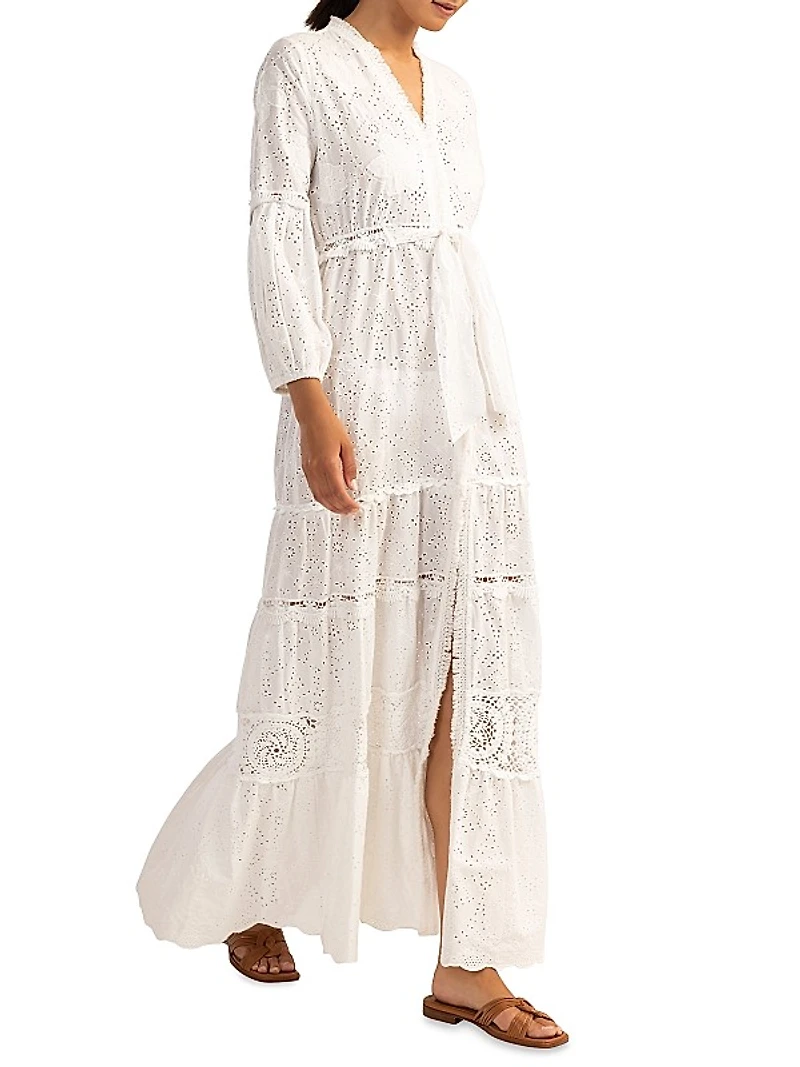 Santorini Eyelet Tiered Maxi Dress