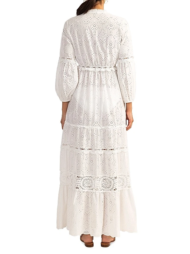 Santorini Eyelet Tiered Maxi Dress