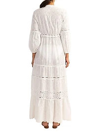 Santorini Eyelet Tiered Maxi Dress
