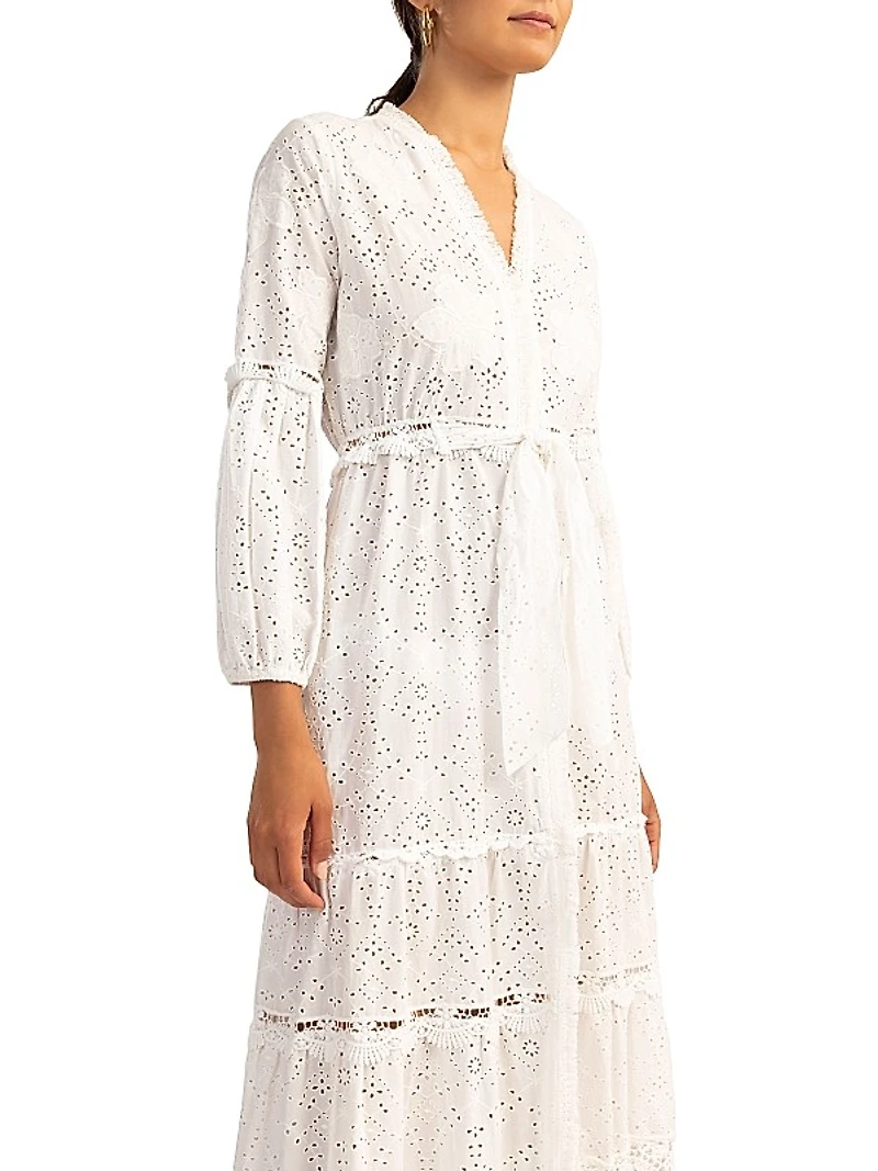 Santorini Eyelet Tiered Maxi Dress