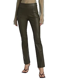 Cropped Flare Leather Pants