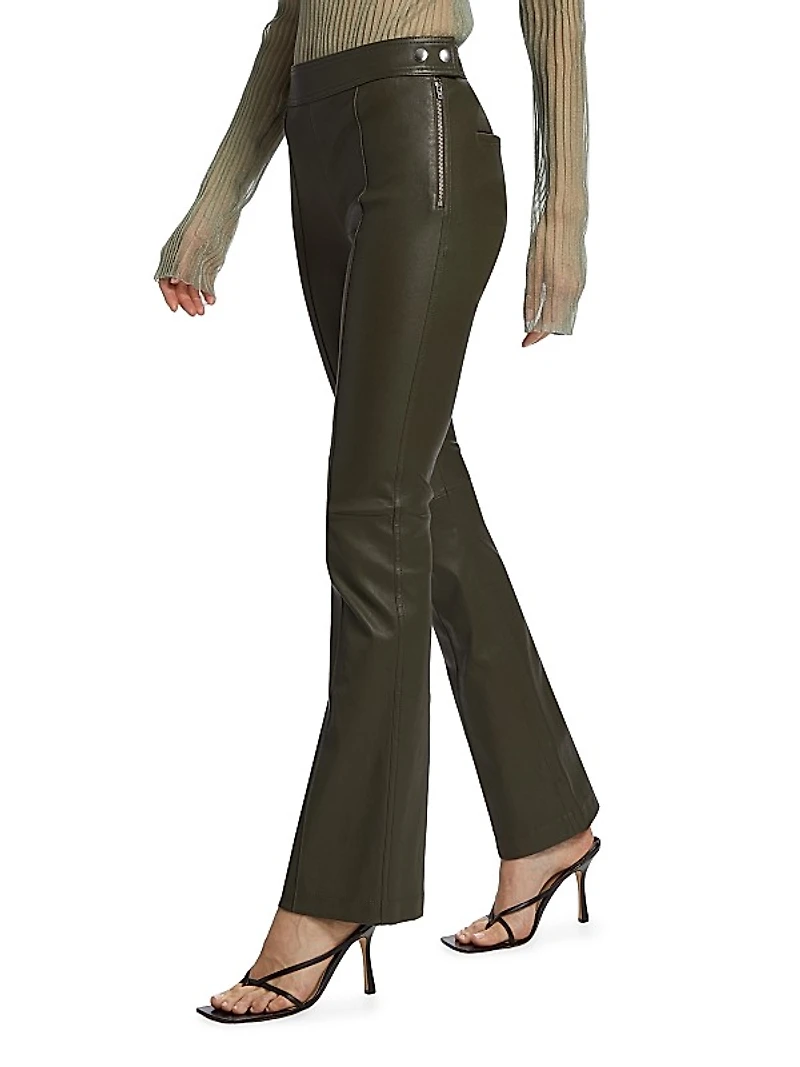 Cropped Flare Leather Pants