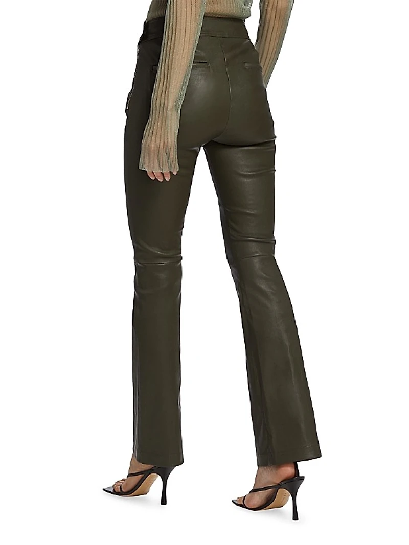 Cropped Flare Leather Pants