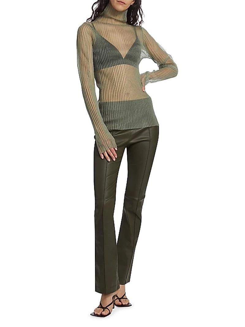 Cropped Flare Leather Pants