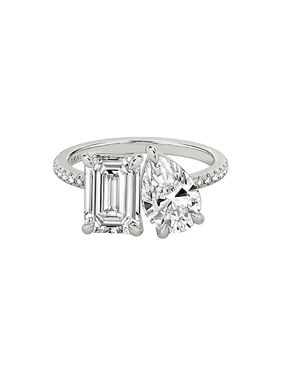 Toi Et Moi 18K White Gold & 3.63 TCW Lab-Grown Diamond Engagement Ring
