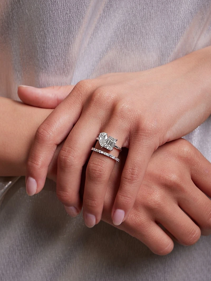 Statement Rings The Toi Et Moi 18K White Gold & 3.50 TCW Lab-Grown Diamond Engagement Ring