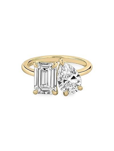 Toi Et Moi 18K Yellow Gold & 3.50 TCW Lab-Grown Diamond Engagement Ring