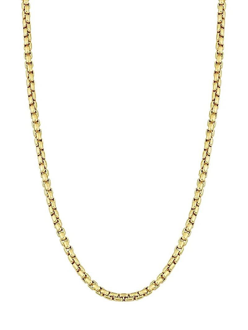 14K Yellow Solid Gold Round Bodega Box Chain