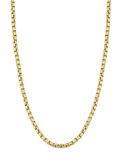 14K Yellow Solid Gold Round Bodega Box Chain