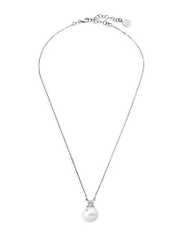 Selene Rhodium-Plated, Lab-Grown Pearl & Cubic Zirconia Pendant Necklace