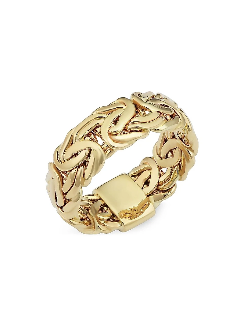 14K Yellow Solid Gold Byzantine Band Ring