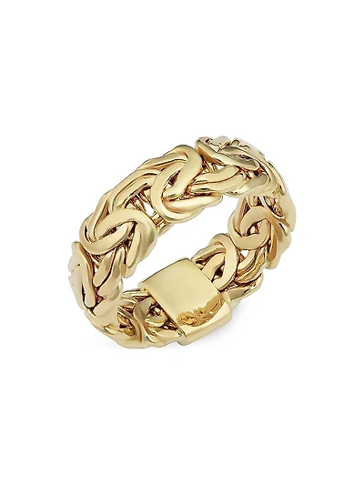 14K Yellow Solid Gold Byzantine Band Ring