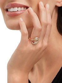 Serpenti Seduttori 18K Rose Gold, Rubellite & 0.56 TCW Diamond Bypass Ring