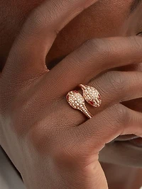 Serpenti Seduttori 18K Rose Gold, Rubellite & 0.56 TCW Diamond Bypass Ring