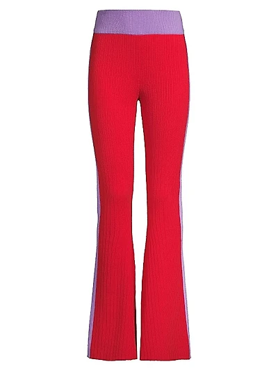 Flared Colorblocked Wool Pants