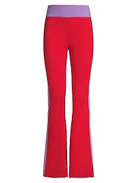 Flared Colorblocked Wool Pants