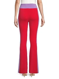 Flared Colorblocked Wool Pants