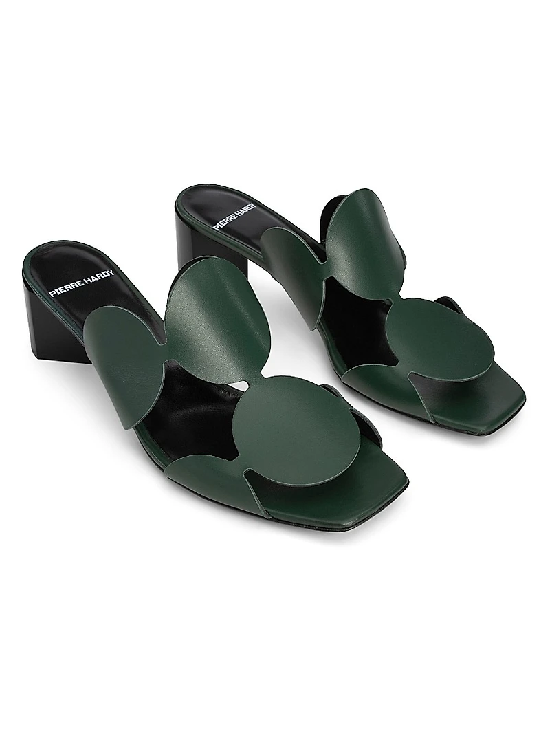 Bulles Circular Applique Leather Mules