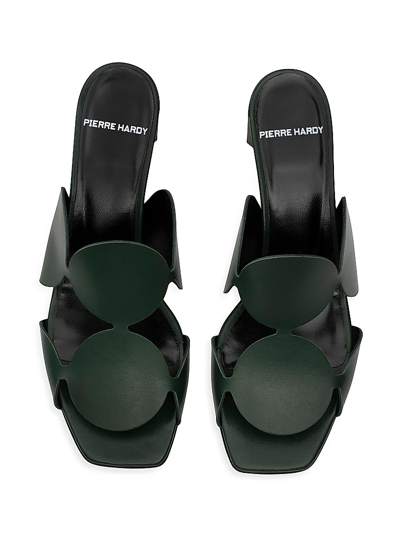 Bulles Circular Applique Leather Mules