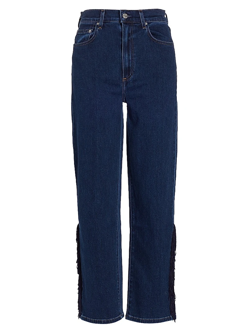 Sabine Fringe High-Rise Cropped Straight-Leg Jeans